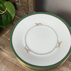 Five (5) Noritake ROYAL HUNT 6” Saucer / Dessert Plates - Holiday Dinnerware - Dog Lover