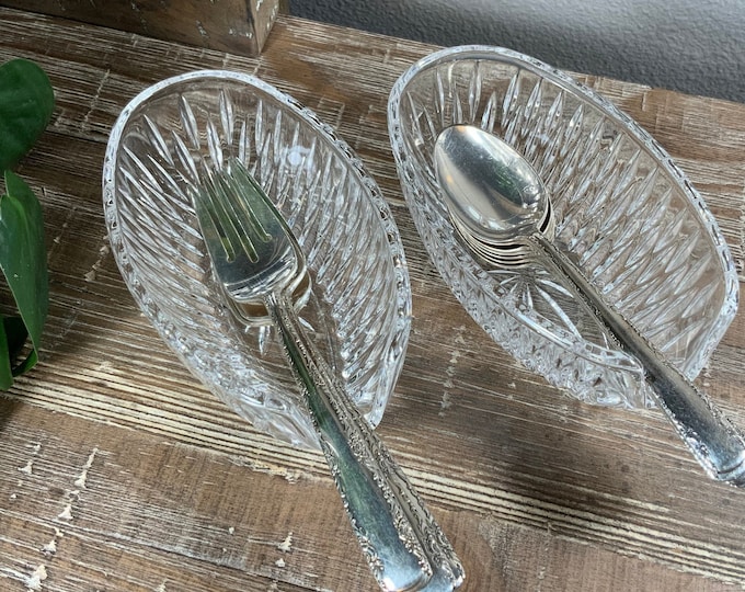 BUFFET CADDIES CRYSTAL. Princess House. Spoons, Knives, Forks Holders