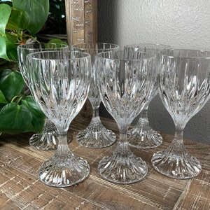 Six (6) Mikasa PARK LANE Crystal Wine Goblets With Textured Stems