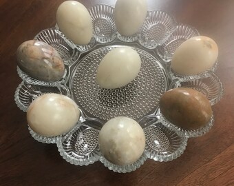 Indiana Glass HOBNAIL CLEAR Egg and Relish Tray!