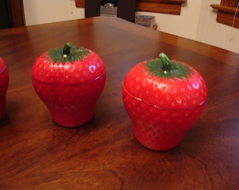 Hazel Atlas Depression Glass Strawberry Jam Jars!