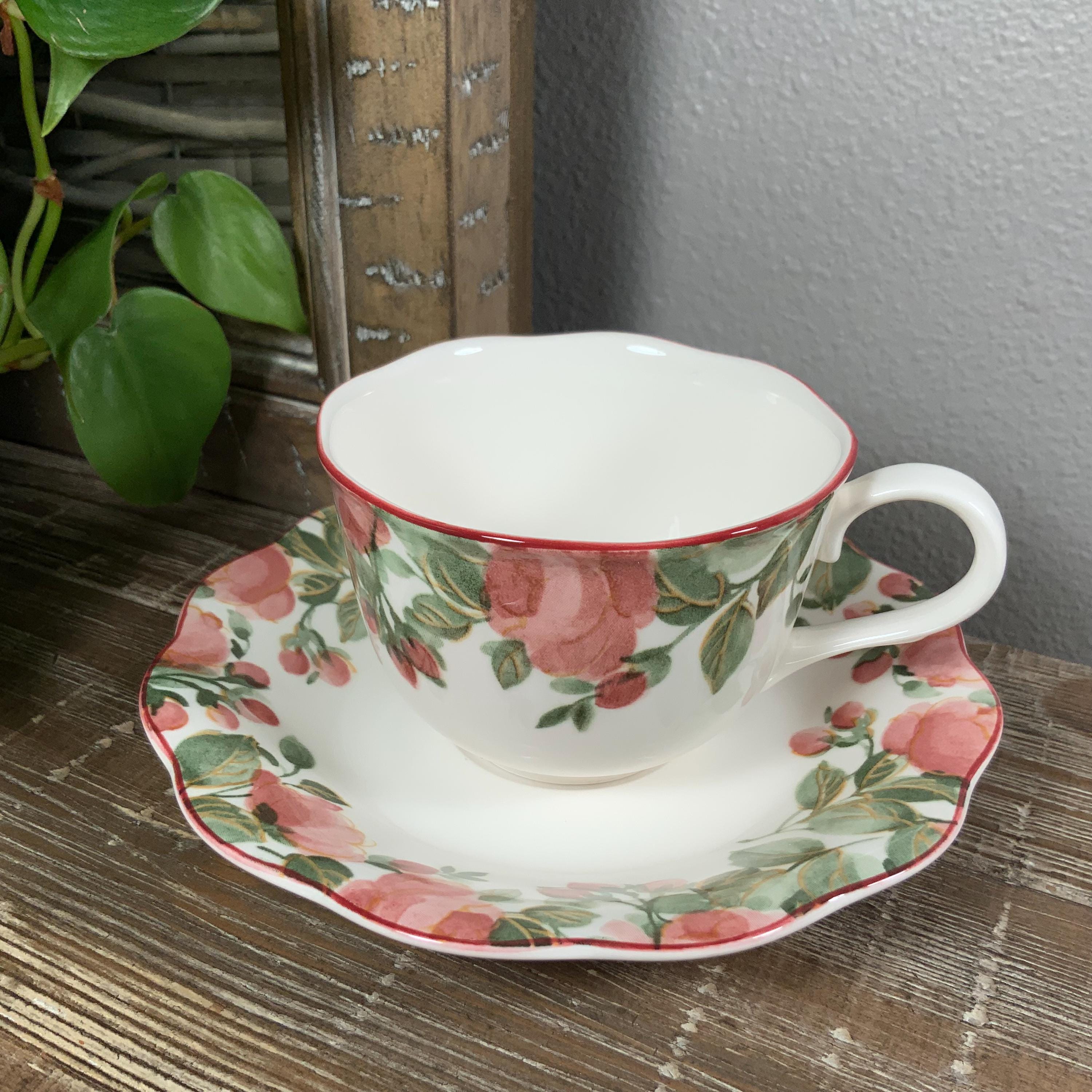Six (6) Nikko PRECIOUS Cup and Saucer Sets - Pink Rose Garden