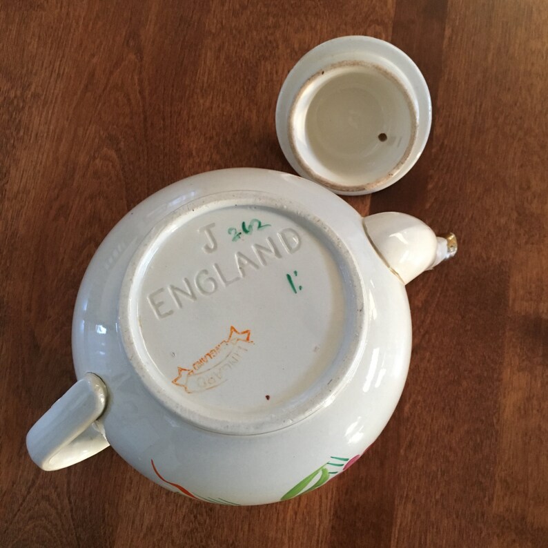 Lingard England 262 MultiColored Floral Teapot with Gold Etsy