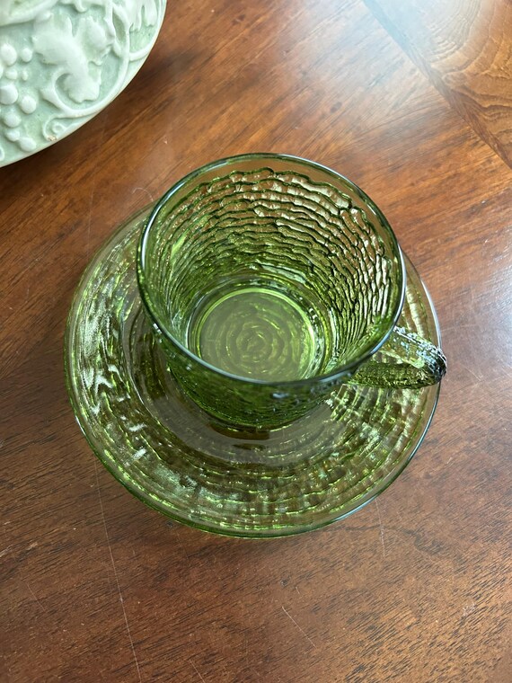 アンカーホッキング　アボカドグリーン　カップ&ソーサー　ビンテージ Anchor Hocking - アンカーホッキング アボカドグリーン カップ