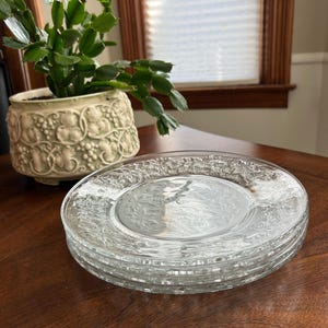 Four (4) Princess House FANTASIA 10 Inch Crystal Dinner Plates!