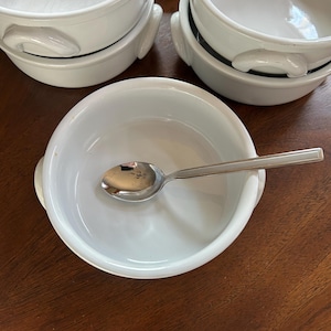 Six Vintage Hall China WHITE Soup Bowls!