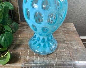 Fenton 13” COIN DOT BLUE Opalescent 194 Crimped Vase 1947-1949 - Etsy