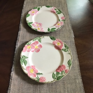 Franciscan USA DESERT ROSE Hand Decorated Luncheon Plates Gladding McBean (2)!