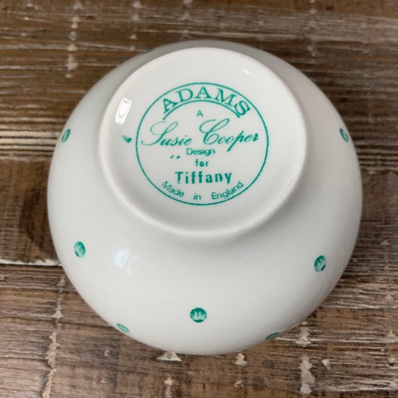 Susie Cooper for Tiffany POLKA DOT Green Open Sugar Bowl - Adams