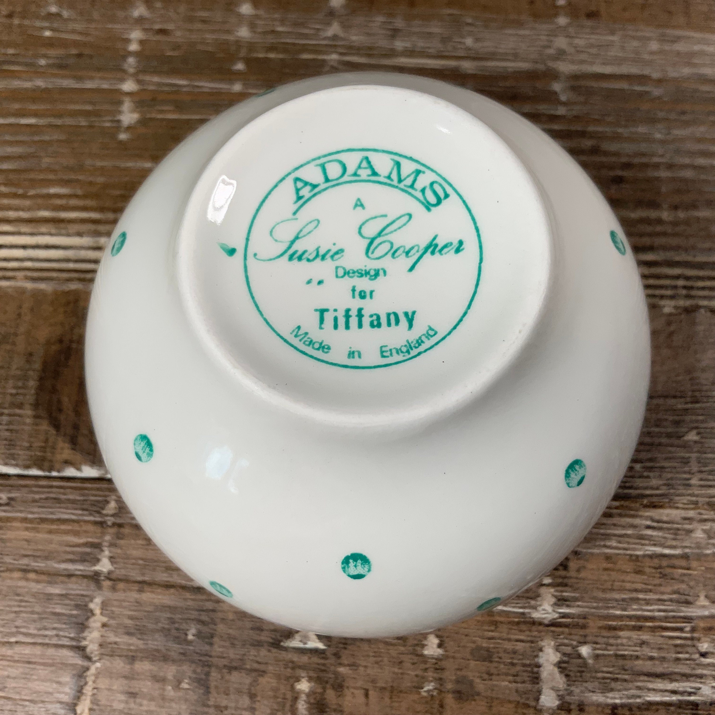 Susie Cooper for Tiffany POLKA DOT Green Open Sugar Bowl - Adams