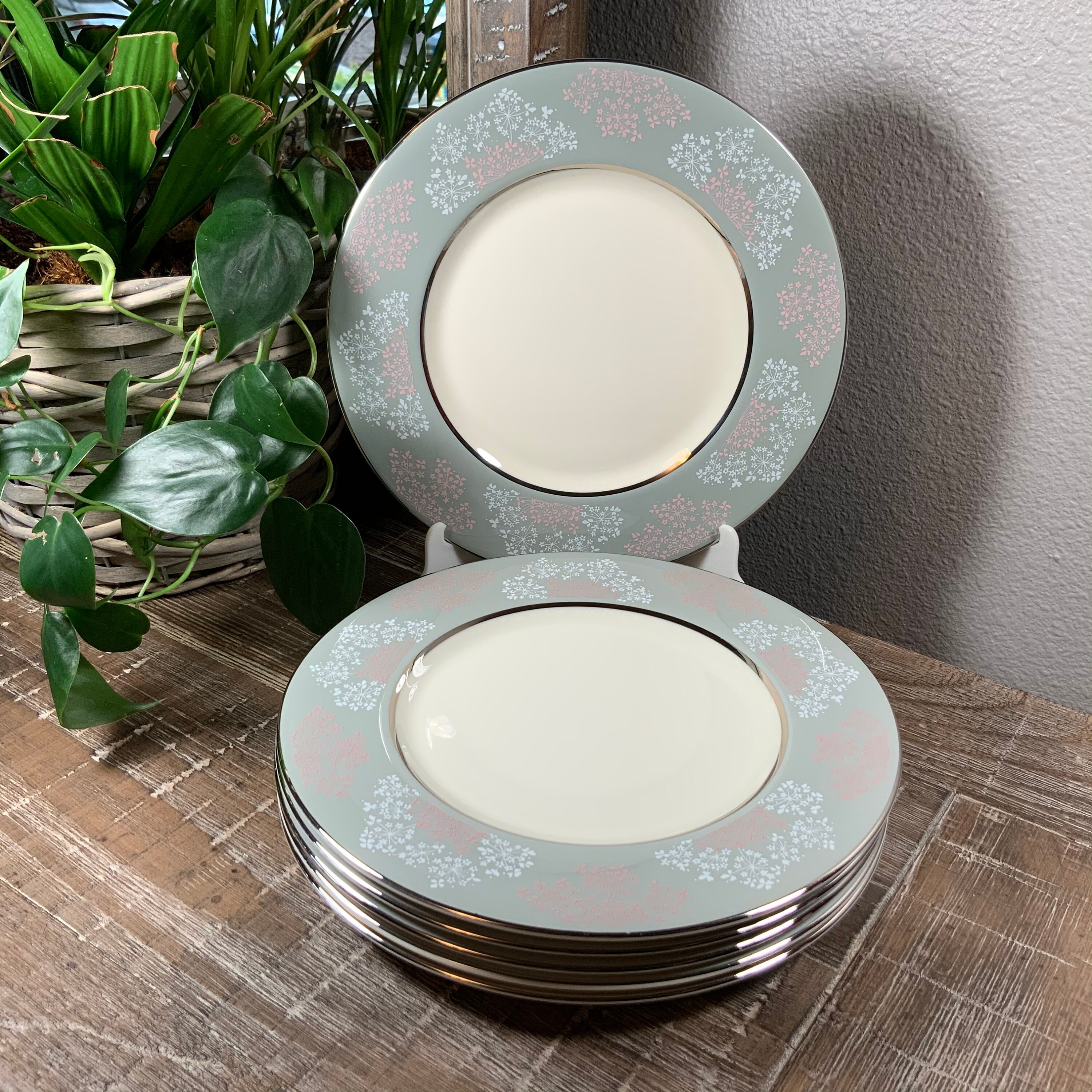 Three 3 Castleton China LACE 11 Dinner Plates Pink and Etsy