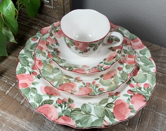 Six (6) Nikko PRECIOUS Cup and Saucer Sets - Pink Rose Garden