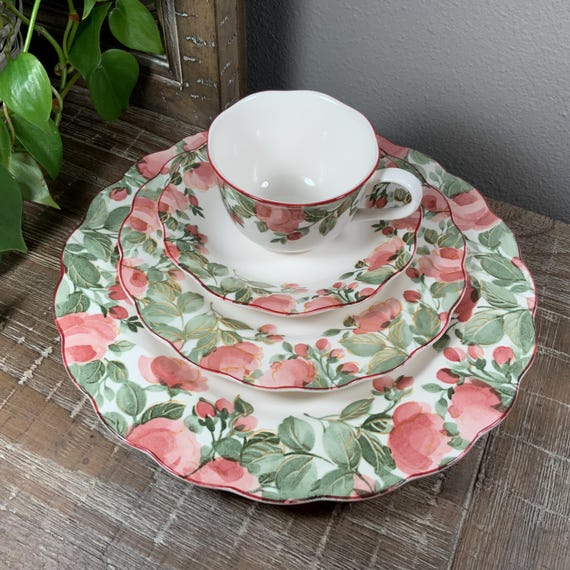 Six (6) Nikko PRECIOUS Cup and Saucer Sets - Pink Rose Garden