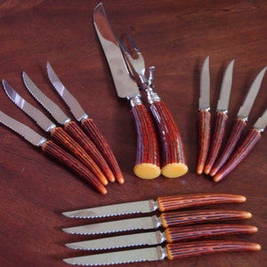 Sheffield England Cutlery &quot;Bone&quot; Handled Carving Knife and Fork(1 Set) or Steak Knifes (2 Sets Available)!