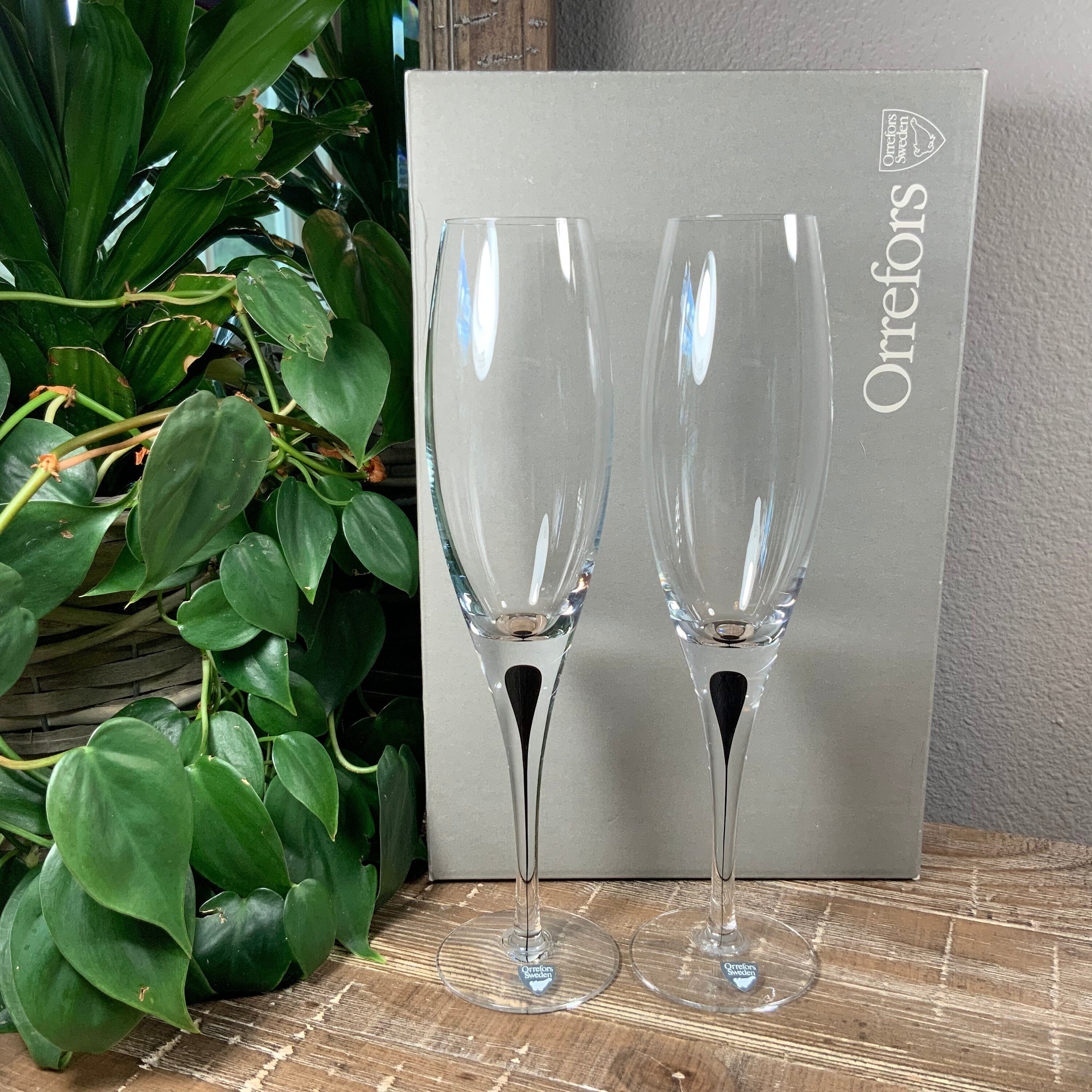 Laser Etched Ultima Platinum Modern Champagne Flutes Set of 6 - The Wine Kit