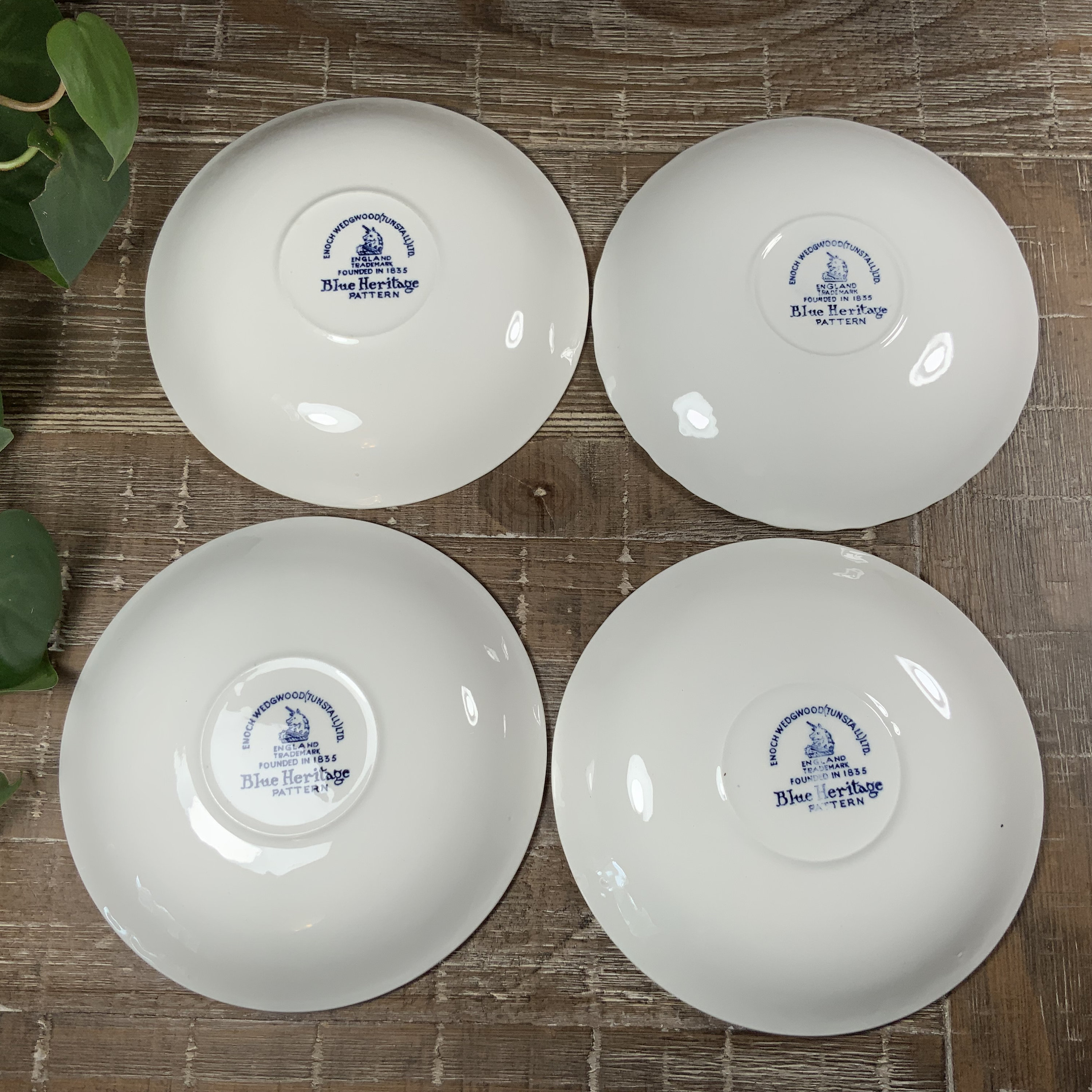 Four (4) Enoch Wedgwood BLUE HERITAGE Cup and Saucer Sets - Blue