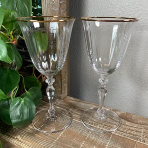 Pair Mikasa ALLEGRO GOLD Crystal Water Goblets - Celebration - Holiday Entertaining