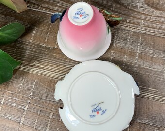 Franz Porcelain BLUEJAY and BLUE BERRY Cup and Saucer Set