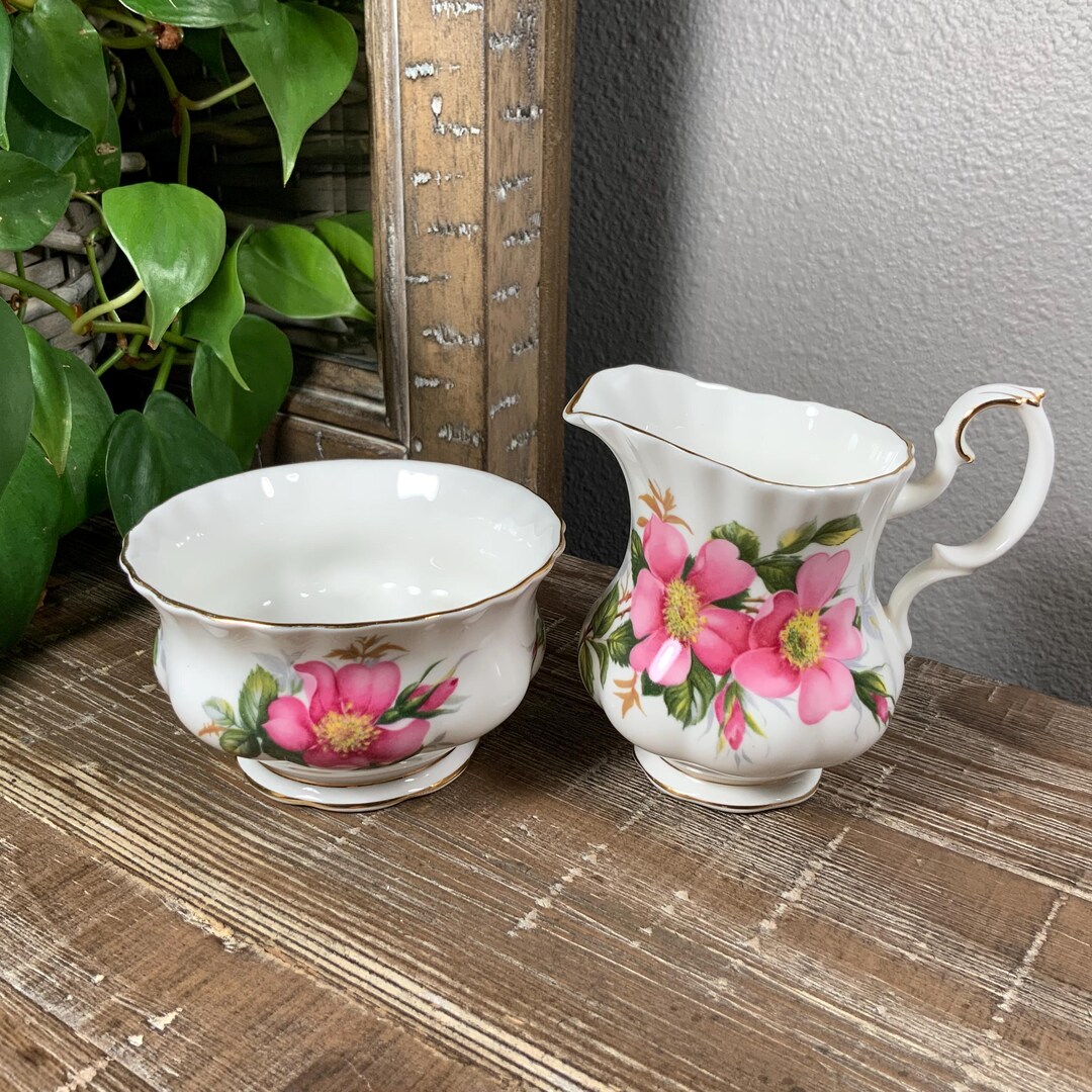 Royal Albert PRAIRIE ROSE Mini Open Sugar Bowl and Creamer / Milk