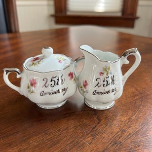Norcrest 25th Anniversary Individual Size Sugar and Creamer!