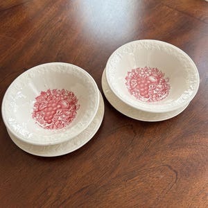 Homer Laughlin HARVEST Pink Grapes Center Bread Plates and Cereal Bowls!