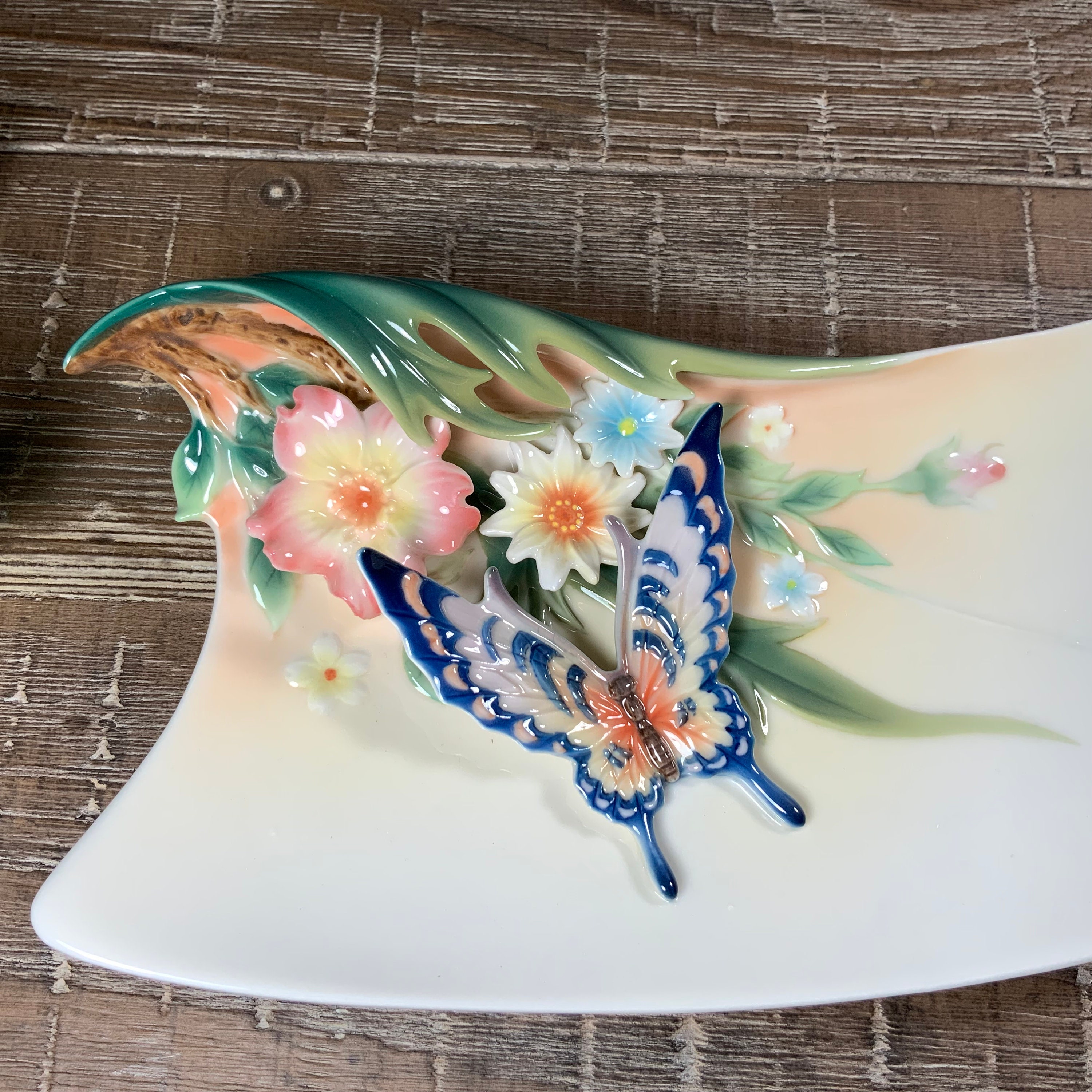 Franz Porcelain FLUTTERING BEAUTY Flower and Butterfly Sculptured
