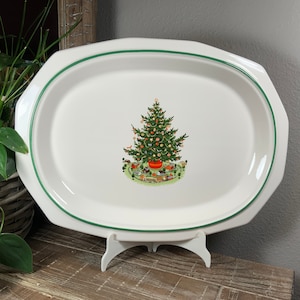 Pfaltzgraff HERITAGE CHRISTMAS Tree 14” Platter - Oval Multi-sided USA