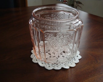 Anchor Hocking Mayfair Pink Rose Depression Glass Biscuit/ Cookie Jar!