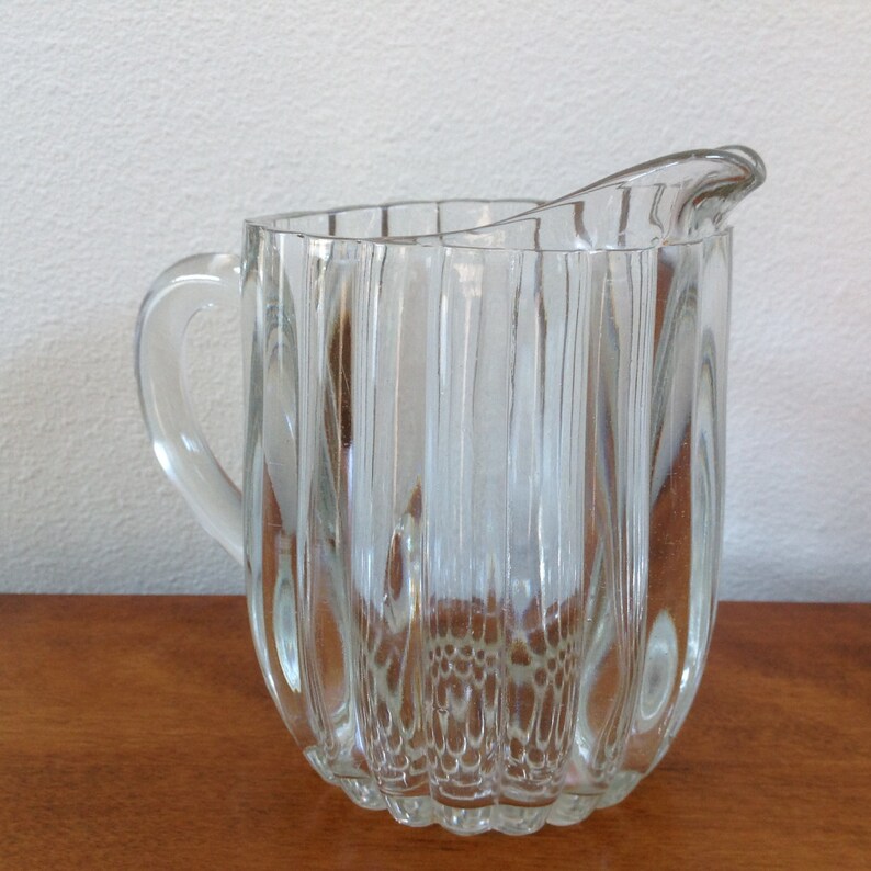 NATIONAL Clear 16 oz. Ribbed Glass Pitcher Hobnail Etsy
