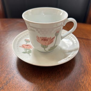 Colditz Porzellan GDR Hand Painted Poppy Demitasse Cup and Saucer!