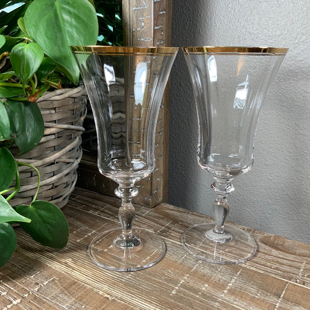 Mikasa JAMESTOWN GOLD Crystal Iced Tea Goblets 2 Holiday Entertaining six Goblets Available Etsy