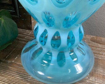 Fenton 13” COIN DOT BLUE Opalescent 194 Crimped Vase 1947-1949 - Etsy