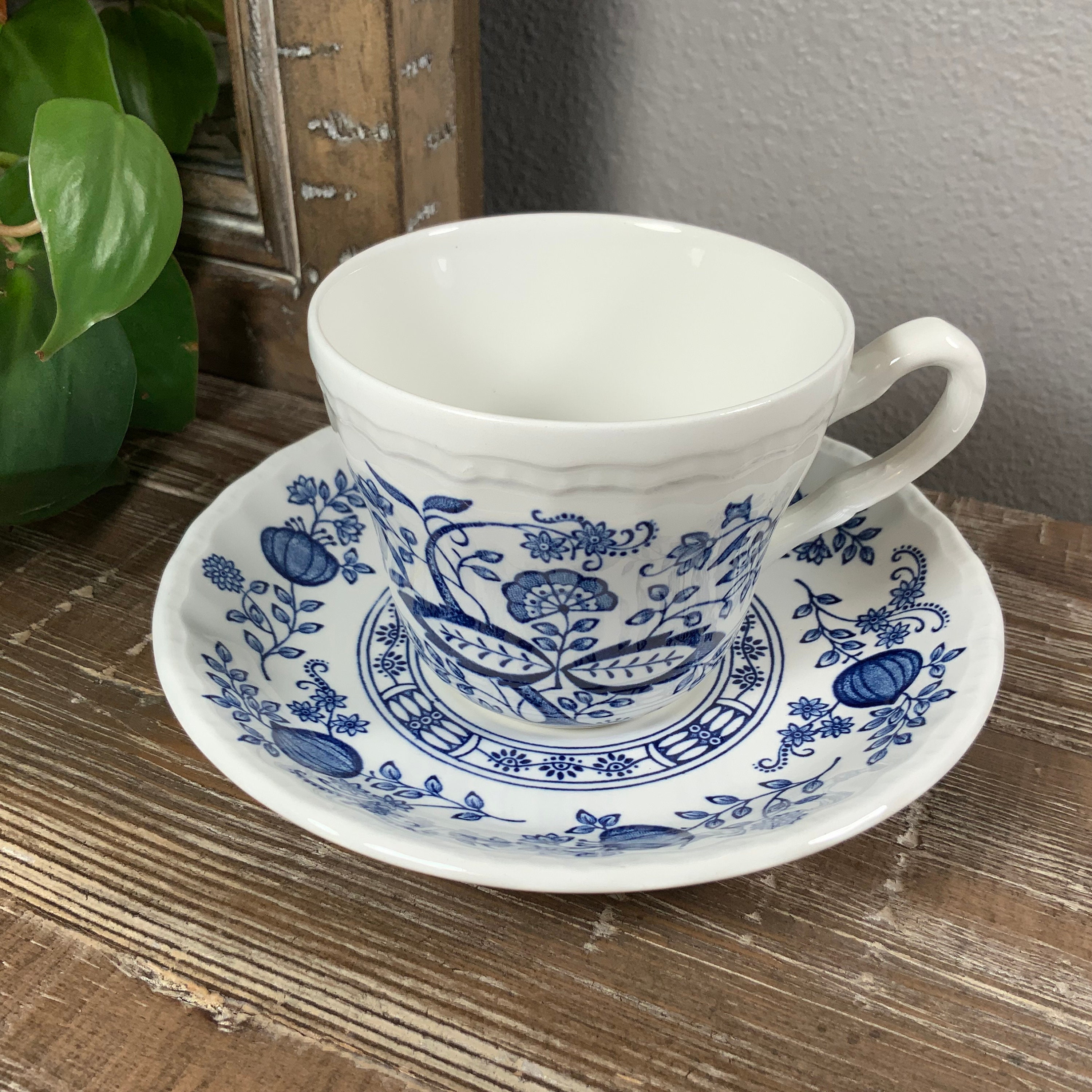 Four (4) Enoch Wedgwood BLUE HERITAGE Cup and Saucer Sets - Blue