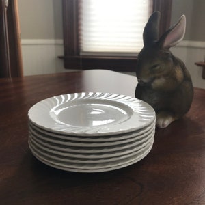 Burgess and Leigh QUEENS WHITE Ironstone Pastry or Tea Plates (8)!