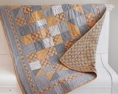 Modern baby quilt / toddler quilt / quilted play mat / crib quilt / peach and grey quilt