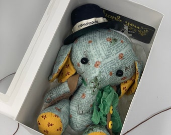 Stuffed Animal - Teddy Elephant - Handmade Toy - Custom made toys - Sale price!!!
