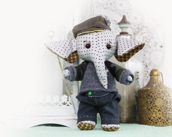 Stuffed Elephant animal Toy - Teddy Toys. Handmade. Sewn. Personalized and Customized Gift for...