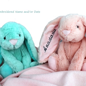 Embroidered Plush animal toy Bunny - Customized and Personalized Gift - with outfit optional