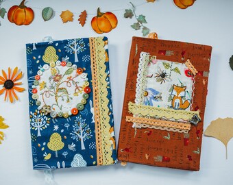 Handmade fabric Book Bible Covers, Notebooks Sketchbooks Cookbooks Recipe books Diaries Guest books Softbooks . Custom order. Personalized.