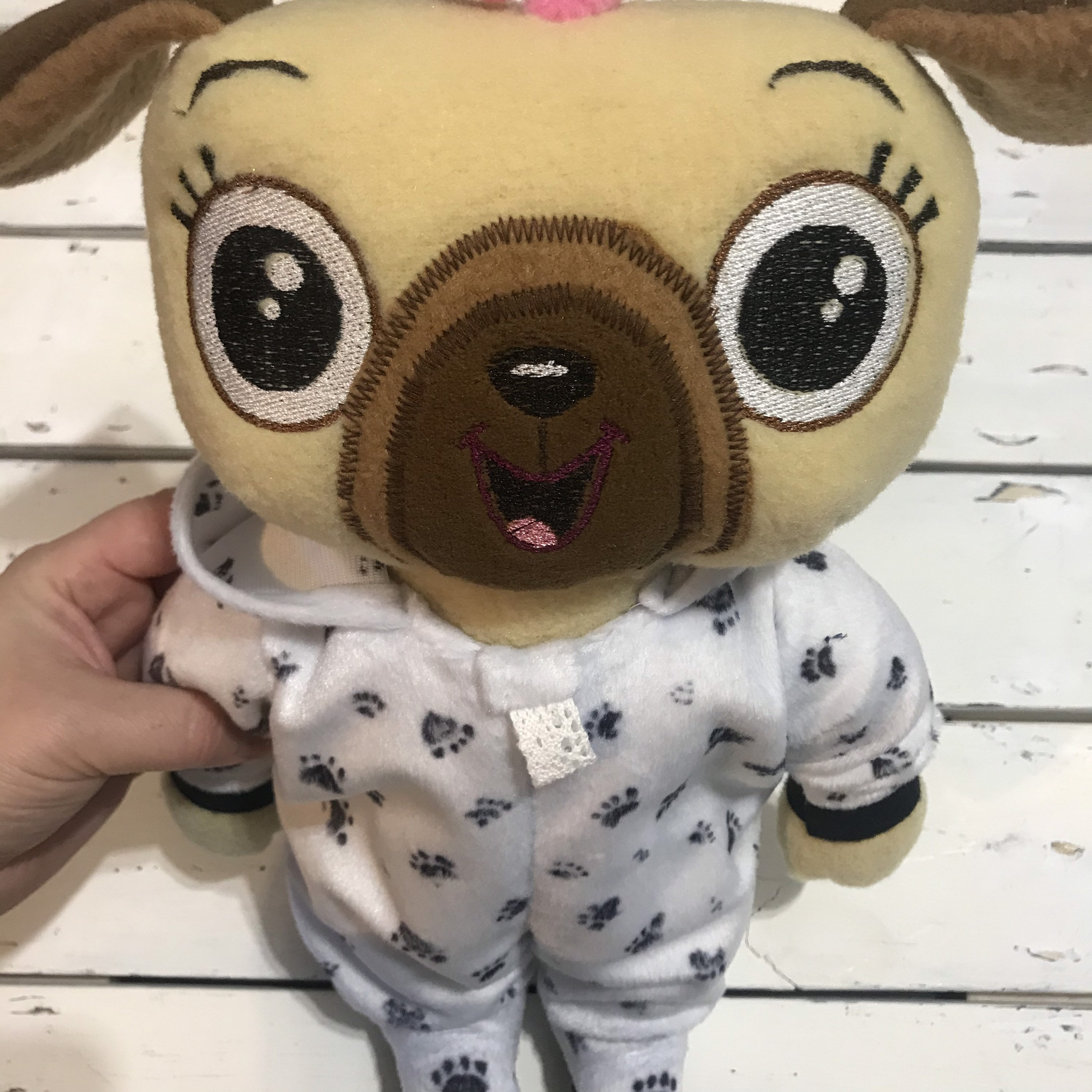 Chip and Potato Toys CUSTOM Made Toys Bed Time Chip Pug Dog in Pyjama Made  to Order Only 