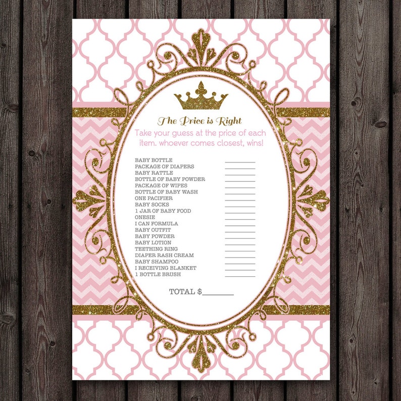 Price Is Right Baby Shower Game Princess Baby Shower Games Etsy