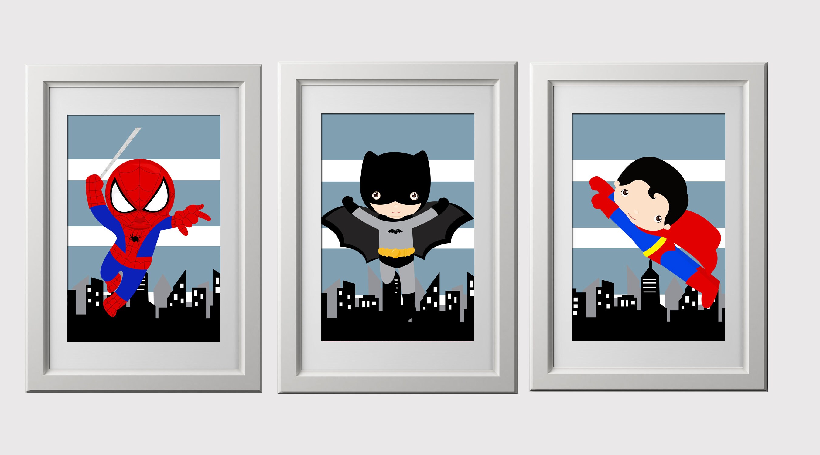 Superhero wall art prints superhero wall decor Super hero Etsy