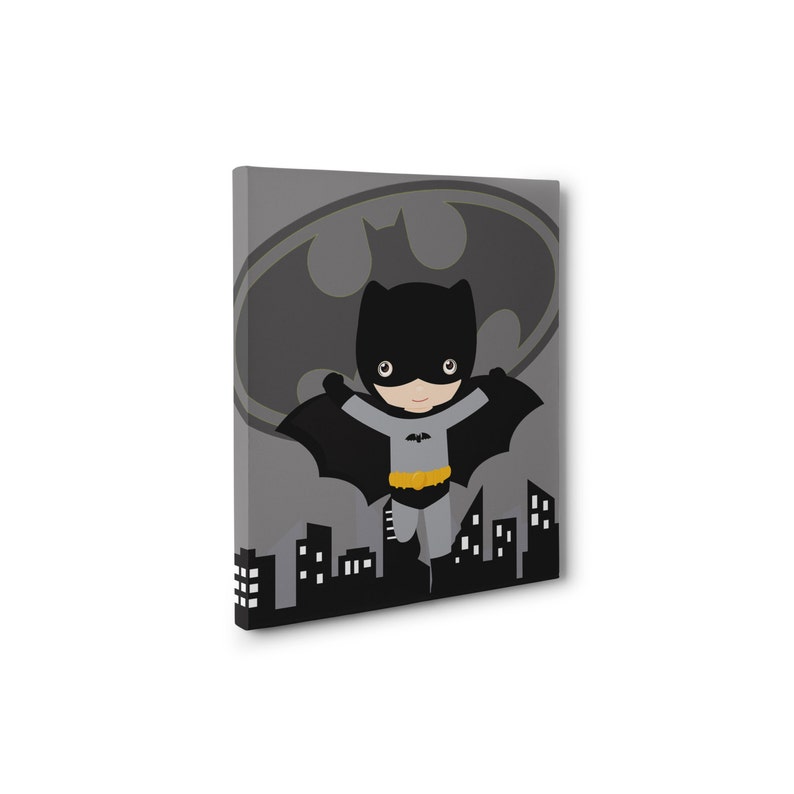 Batman Canvas Wall Print Batman Bathroom Canvas Super Hero Etsy