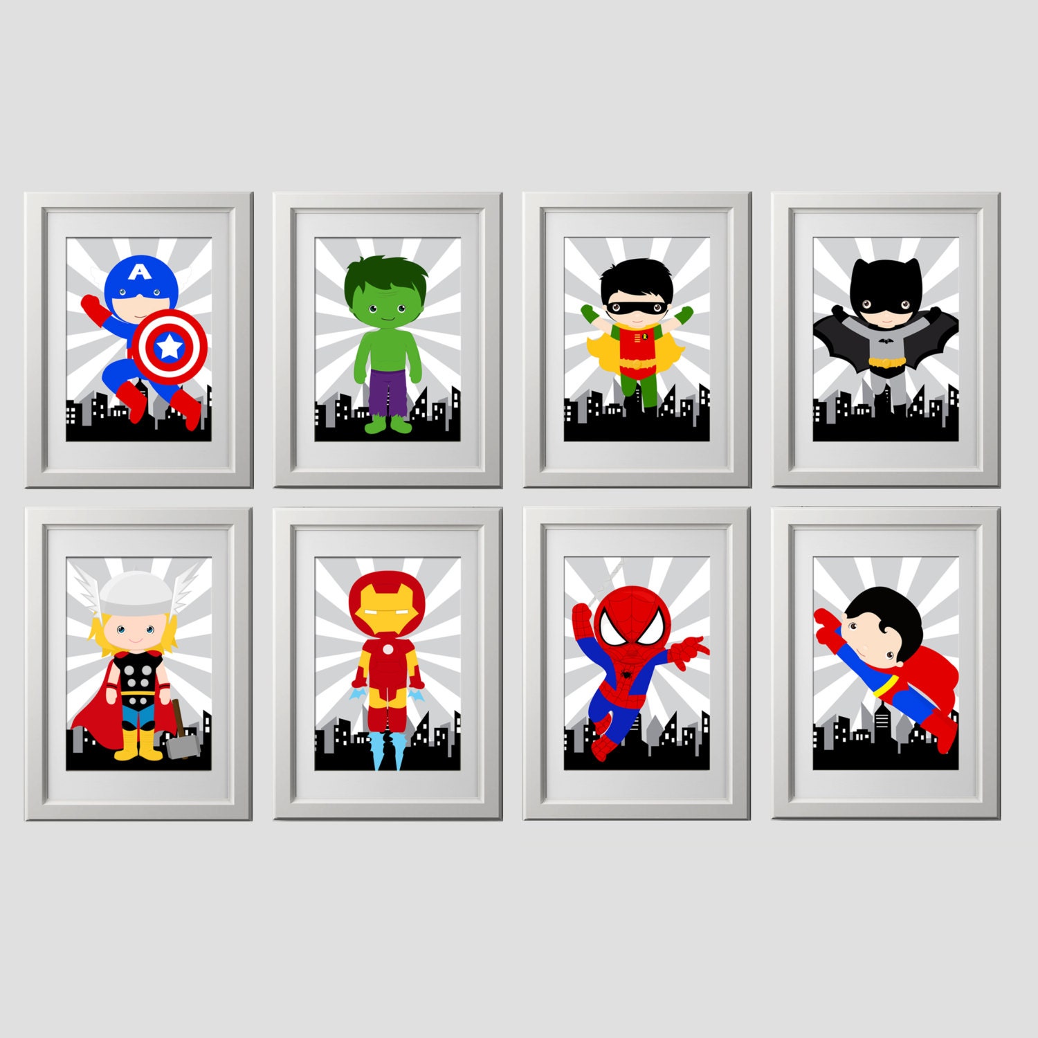 Superhero wall art superhero wall decor digital files Etsy