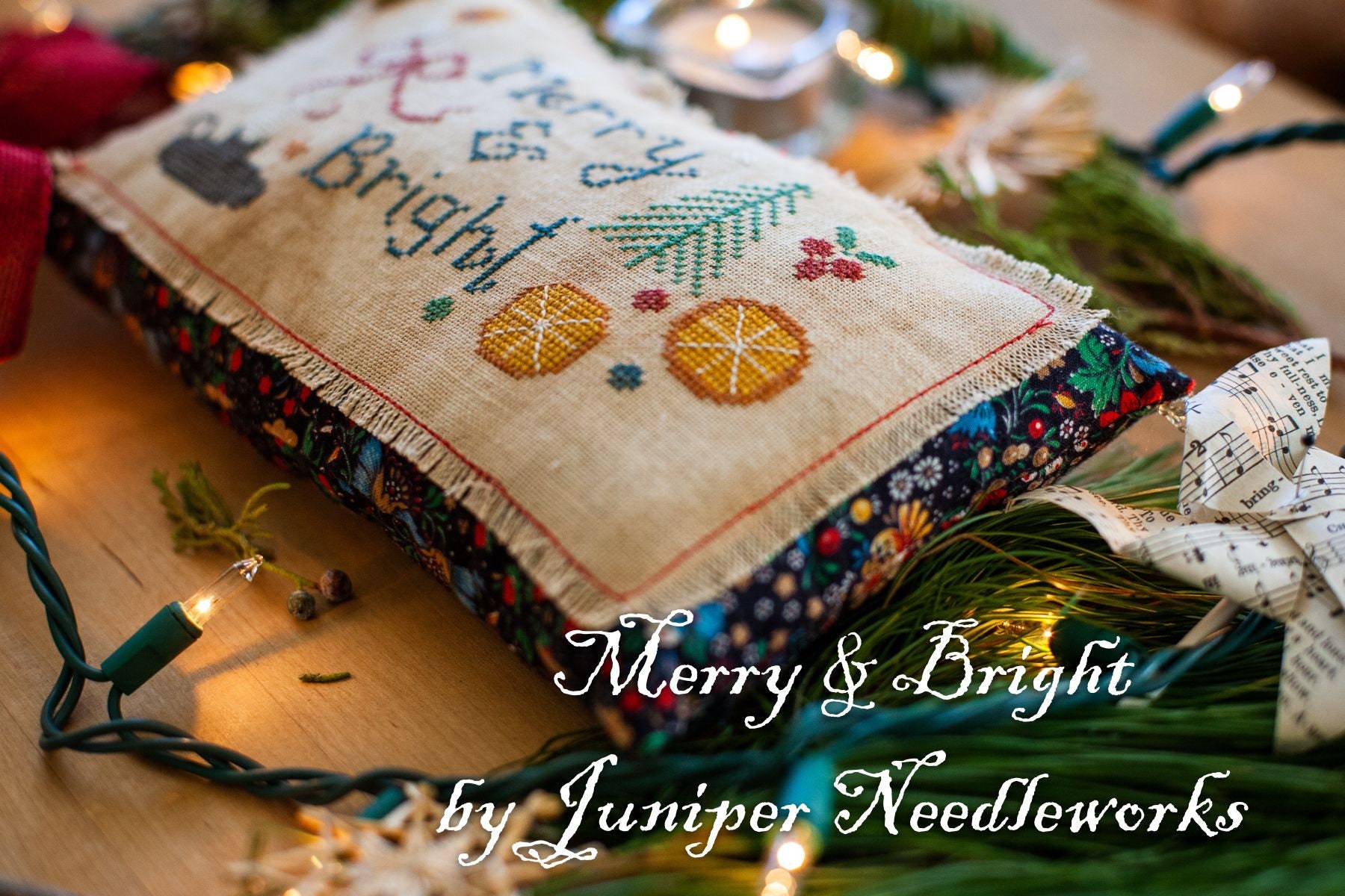 Merry & Bright Primitive Cross Stitch Pattern Instant PDF Download - Etsy