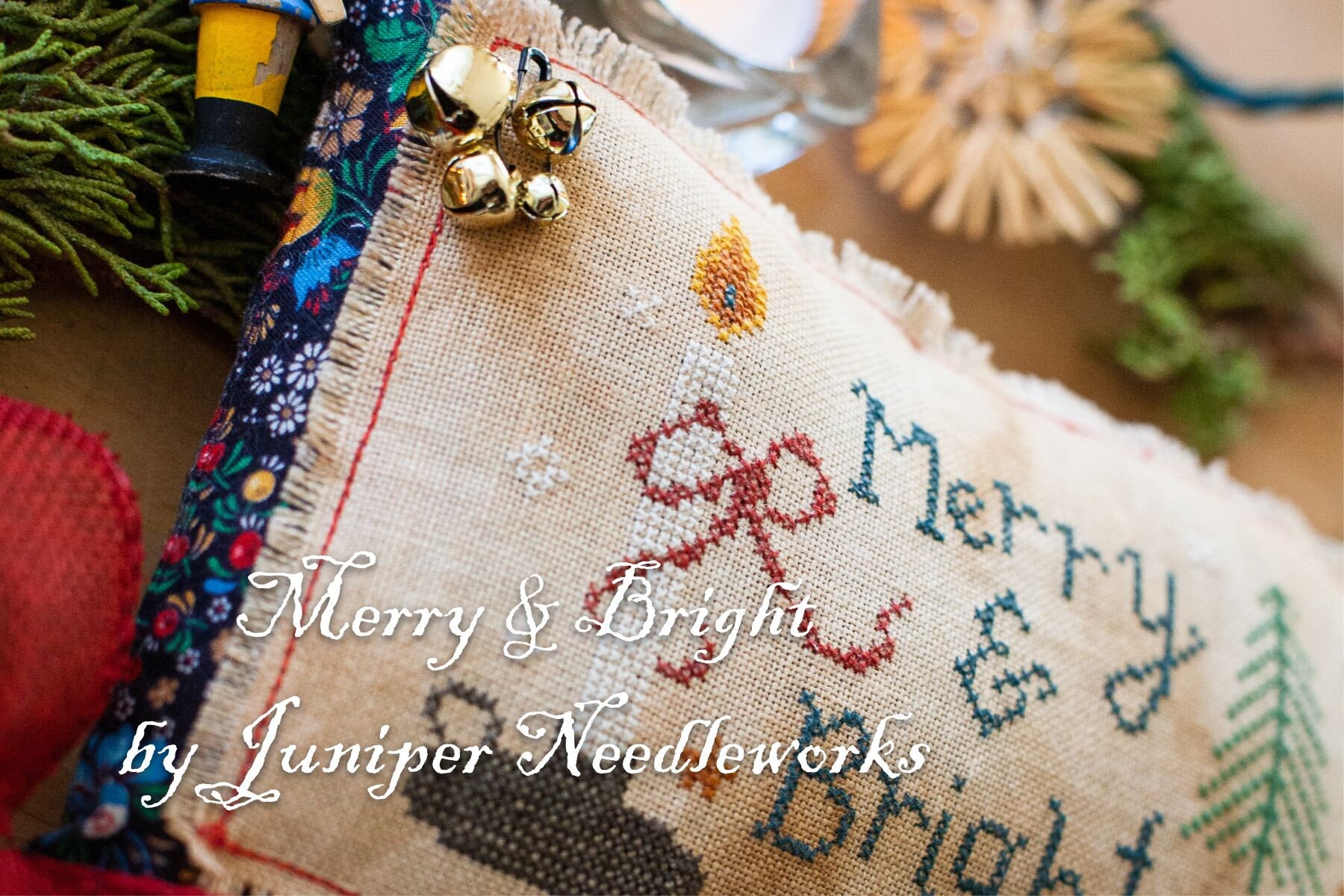 Merry & Bright Primitive Cross Stitch Pattern Instant PDF Download - Etsy