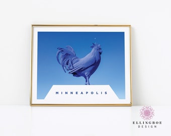 Minneapolis Home Decor | Big Blue Rooster, Minneapolis Print, Blue Cock, Blue Rooster Sculpture, Minneapolis Sculpture, Minneapolis Art