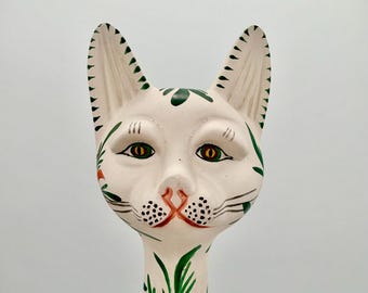 Vintage Ceramic Hand Painted Cat Sculpture