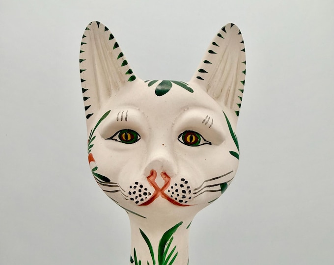 Vintage Ceramic Hand Painted Cat Sculpture