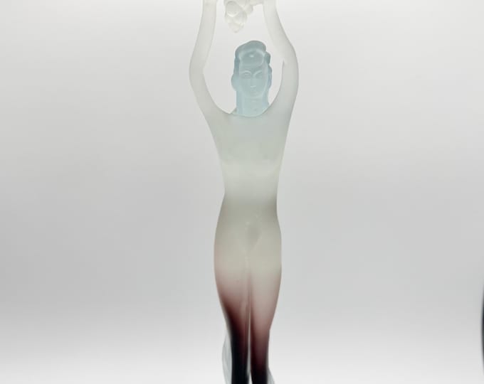 Murano Inspired Lady with Grapes Glass Statue